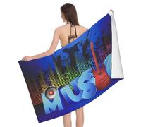 Leichong 3D Music Theme Beach Towel Large Microfiber Soft Quick Dry for Adults, Chic Bath Towel Lightweight Soft Absorbent for Travel Swimming Pool Sports, 80 x 160 cm