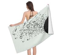 Leichong 3D Musical Note Design Beach Towel Large Microfiber Soft Quick Dry for Adults, Music Melody Bath Towel Lightweight Soft Absorbent for Travel Swimming Pool Sports, 180 x 90 cm