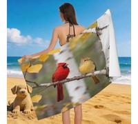 Leichong 3D Northern Cardinal Beach Towel Microfiber Soft Quick Dry for Adults, Cute Bird Bath Towel Lightweight Soft Absorbent for Travel Swimming Pool Sports, 75 x 150 cm