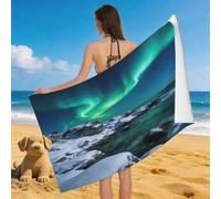 Leichong 3D Northern Lights Beach Towel Large Microfiber Soft Quick Dry for Adults, Starry Sky Bath Towel Lightweight Soft Absorbent for Travel Swimming Pool Sports, 180 x 90 cm