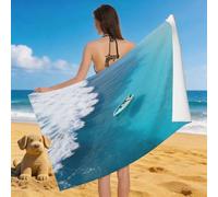 Leichong 3D Ocean Landscape Beach Towel Microfiber Soft Quick Dry for Adults, Ocean Scenery Bath Towel Lightweight Soft Absorbent for Travel Swimming Pool Sports, 75 x 150 cm