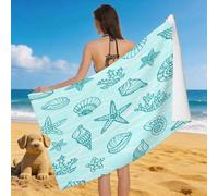 Leichong 3D Ocean Theme Beach Towel Large Microfiber Soft Quick Dry for Adults, Starfish Bath Towel Lightweight Soft Absorbent for Travel Swimming Pool Sports, 80 x 160 cm