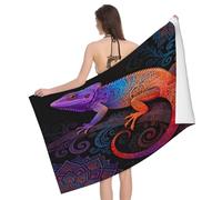 Leichong 3D Patterned Chameleon Beach Towel Large Microfiber Soft Quick Dry for Adults, Mysterious Animal Bath Towel Lightweight Soft Absorbent for Travel Swimming Pool Sports, 180 x 90 cm