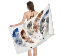 Leichong 3D Peacock Feather Print Beach Towel Extra Large Microfiber Soft Quick Dry for Adults, Cartoon Bath Towel Lightweight Soft Absorbent for Travel Swimming Pool Sports, 100 x 200 cm