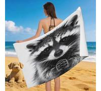 Leichong 3D Raccoon Beach Towel Microfiber Soft Quick Dry for Adults, Cute Animals Bath Towel Lightweight Soft Absorbent for Travel Swimming Pool Sports, 75 x 150 cm