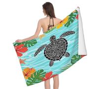 Leichong 3D Sea Turtle Beach Towel Large Microfiber Soft Quick Dry for Adults, Abstract Art Bath Towel Lightweight Soft Absorbent for Travel Swimming Pool Sports, 80 x 160 cm