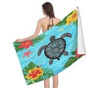 Leichong 3D Sea Turtle Beach Towel Microfiber Soft Quick Dry for Adults, Abstract Art Bath Towel Lightweight Soft Absorbent for Travel Swimming Pool Sports, 75 x 150 cm