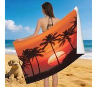 Leichong 3D Seaside Sunset Beach Towel Large Microfiber Soft Quick Dry for Adults, Ocean Landscape Bath Towel Lightweight Soft Absorbent for Travel Swimming Pool Sports, 180 x 90 cm