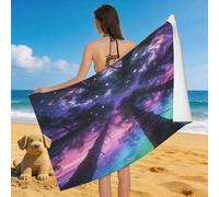 Leichong 3D Star Woods Beach Towel Extra Large Microfiber Soft Quick Dry for Adults, Dreamy Aurora Bath Towel Lightweight Soft Absorbent for Travel Swimming Pool Sports, 100 x 200 cm