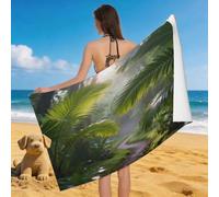 Leichong 3D Tropical Rain Woods Beach Towel Extra Large Microfiber Soft Quick Dry for Adults, Green Plants Bath Towel Lightweight Soft Absorbent for Travel Swimming Pool Sports, 100 x 200 cm