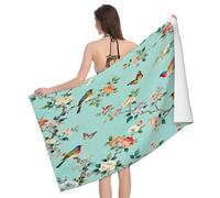 Leichong 3D Vintage Floral Beach Towel Extra Large Microfiber Soft Quick Dry for Adults, Country Retro Bath Towel Lightweight Soft Absorbent for Travel Swimming Pool Sports, 100 x 200 cm