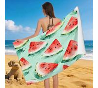 Leichong 3D Watermelon Beach Towel Extra Large Microfiber Soft Quick Dry for Adults, Cartoon Fruit Bath Towel Lightweight Soft Absorbent for Travel Swimming Pool Sports, 100 x 200 cm
