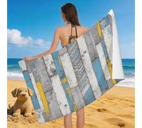 Leichong 3D Wooden Plank Beach Towel Extra Large Microfiber Soft Quick Dry for Adults, Shabby Chic Bath Towel Lightweight Soft Absorbent for Travel Swimming Pool Sports, 100 x 200 cm