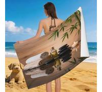 Leichong 3D Zen Beach Towel Large Microfiber Soft Quick Dry for Adults, Stone Pattern Bath Towel Lightweight Soft Absorbent for Travel Swimming Pool Sports, 80 x 160 cm