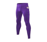 LEICHR Men Compression Pants Leggings Dry Cool Sports Baselayer Running Workout Active Gym Tights Basketball, 1pcs #Purple#22, XXL