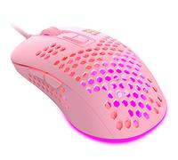 Leichte Gaming-Maus, kabelgebunden, optische USB-Computer-Maus mit RGB-Hintergrundbeleuchtung, bis zu 2400, ergonomische Gamer-Laptop-PC-Maus mit Wabenschale für Windows 7/8/10/XP Vista Linux - Rosa