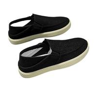 Leichtrit Canvas Espadrille Shoes for Men,Mens Canvas Mesh Slip On Espadrilles,Flat Slip On Canvas Boat Shoes,Shock Absorbing,Lightweight,for Walking,Playing at The Beach,Shopping Black