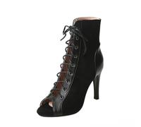 Leichtrit Women'S Ankle Dance Boots,Ballroom Dance Boots,Lace-Up Latin Dance Boots Open Toe Latin Dance Boots Party Performance Dancing Boots Dance Boots Heels Women'S Latin Dance Boots