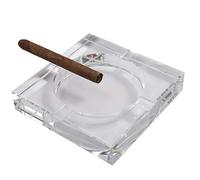 Leicraft Ashtray - Crystal Cigar Ashtray with 4 Slots, Includes Gift Box - 5.8 x 5.8 x 1.1 Inches (Transparent, 5.8inches)