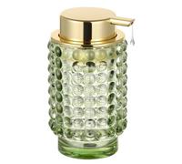 LEICURACE Glass Liquid Soap Dispenser, Refillable Liquid Dispenser with Gold Pump, Hand Soap Dispenser for Bathroom Kitchen, Modern Home Bathroom Decor （Liquid Type/Green）