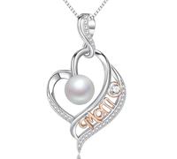 LEIDANY mothers day gifts for women mom grandma from daughter son gifts for wife grandma birthday christmas jewelry for women pearl necklaces, 8-9mm, Sterling Silver, Pearl
