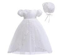 Leideur Baby Girl Christening Baptism Dress Long Blessing Gowns White Formal Wedding Dresses for Newborn (18 Months, White 4)