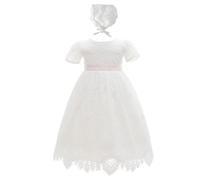 Leideur Baby Long Christening Gowns White Baptism Dress Special Occasion Dresses for Girls Birthday (White, 18 Months)