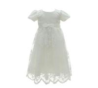 Leideur Baby Long Christening Gowns White Baptism Dress Special Occasion Dresses for Girls Birthday (White 4, 3 Months)
