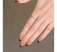 LEIDJGUN 24Pcs Valentine's Day Acrylic Fake Nails Almond Artificial Nails French Tips Leopard Print Press On Nails For Women