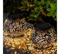 LeiDrail Hanging Solar Lanterns 2 Pack Solar Lanterns Outdoor Waterproof Garden Metal Decorative Light for Yard Patio Tree Tabletop Landscape