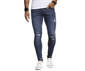 Leif Nelson Basic LN9145 Men’s Slim-Fit Denim Jeans Blue-grey Long Jeans for Men and Cool Boys - White Stretch-Fit, Casual Trousers Black Cargo Chino for Summer / Winter, dark blue, 33W x 30L