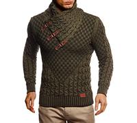 Leif Nelson knitted sweater for men LN-5255, Khaki Black, 4XL