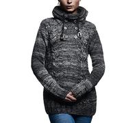 Leif Nelson LN20227D Women's Pullover with Hood Slim Fit Long Sleeve Black Men's Knitted Jumper Sweatshirt Winter Pullover Hoodie Jumper Long Sleeve