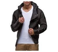 Leif Nelson LN5015 Men's Knitted Jacket with Hood Slim Fit Winter Jacket Jumper Men's Hooded Pullover Longseleeve Knitted Jumper Sweatshirt Winter Jumper, black, S