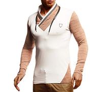 Leif Nelson LN55125 Men's Sweatshirt Long-Sleeved Slim Fit Cotton Share Basic Summer Sweater White Long Sleeve Shirt Black Sweater T-Shirt Long Sleeve - Beige - XX-Large