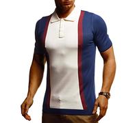 Leif Nelson LN7370 Men's Polo Shirts Slim Fit Fine Knit Cool White Black Basic Men's Polo Shirts Boys Short Sleeve Shirt Top - Blue - Medium
