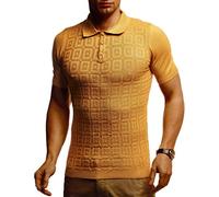 Leif Nelson LN7395 Men's Summer T-Shirt Polo Shirt Slim Fit Fine Knit Cool White Black Basic Men's Polo Shirts Boys Short Sleeve Shirt Top, Mustard, L