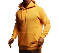 Leif Nelson LN8351 Men's Hoodie Pullover with Hood Oversize Hooded Pullover Long Sleeve Sweatshirt - Yellow - Small