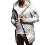 Leif Nelson Men Cardigan Jacket Hood LN-5715 Crude Grey XX-Large