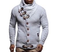 Leif Nelson Men Cardigan Jacket Shawl Collar LN-4195 Grey Medium