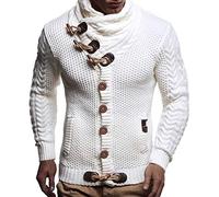 Leif Nelson Men Cardigan Jacket Shawl Collar LN-4195 White Large