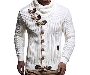 Leif Nelson Men Cardigan Jacket Shawl Collar LN-4195 White XXXXX-Large