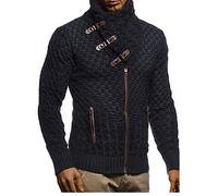 Leif Nelson Men Cardigan Jacket Shawl Collar LN-5340 Anthracite Black Small