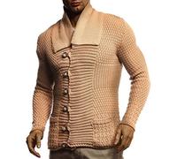 Leif Nelson Men Cardigan Jacket Shawl Collar LN-6040 Camel X-Large