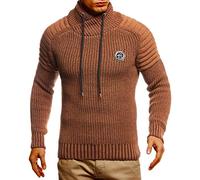 Leif Nelson Men’s Knitted Jumper with Shawl Collar - Slim Fit - For Winter / Summer & Modern Men - Black Jumper with Long Sleeves and Collar - Men’s Wool Jumper - 5235 - camel, size: xxl