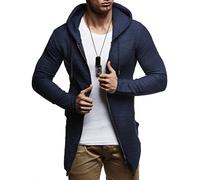 Leif Nelson Men Sweat Jacket Hoodie LN-6301 Blue Large