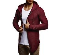 Leif Nelson Men Sweat Jacket Hoodie LN-6301 Burgundy Small