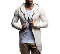 Leif Nelson Men Sweat Jacket Hoodie LN-6301 Grey XX-Large