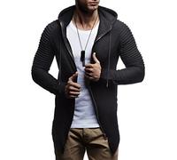 Leif Nelson Men Sweat Jacket Hoodie LN-8149 Black Medium