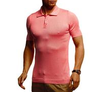 Leif Nelson Men's Basic Polo Shirts Summer T-Shirt Polo Shirts Slim Fit Fine Knit Cool White Black Men Polo Shirts Boys Short-Sleeved Shirt LN7400 - Red - Large
